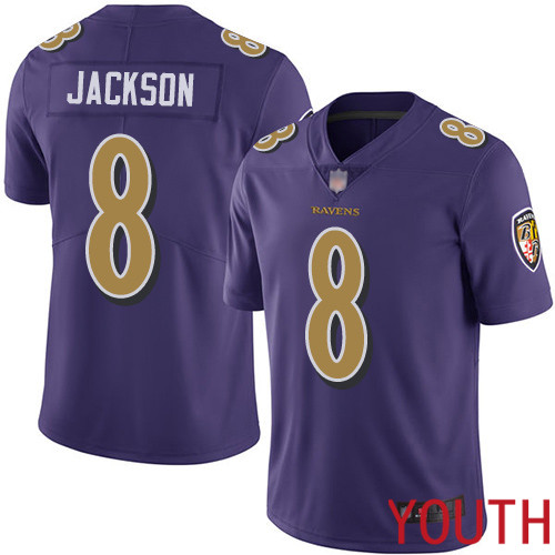 Baltimore Ravens Limited Purple Youth Lamar Jackson Jersey NFL Football 8 Rush Vapor Untouchable
